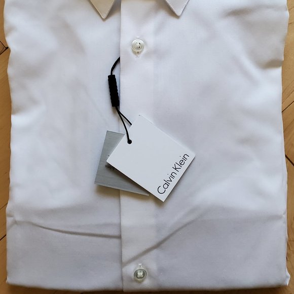 Men’s Calvin Klein White Dress Shirt Slim Fit 32/33 17 - Picture 2 of 6